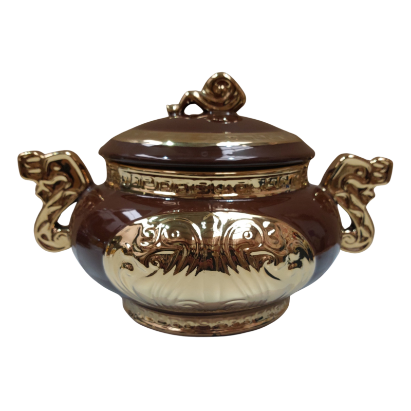 Sopera Porcelana Oya 22 x 32 cm (Marron con dorado) 13 in